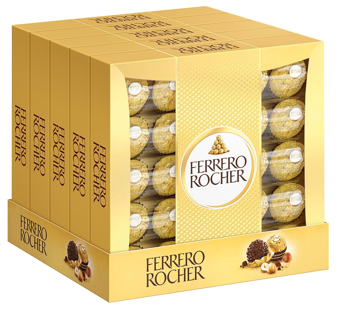 Ferrero Rocher – Křupavé a krémové oříškové pralinky – dárek k Valentýnu pro něj a pro ni – 16 balení po 4 jednotlivých pralinkách