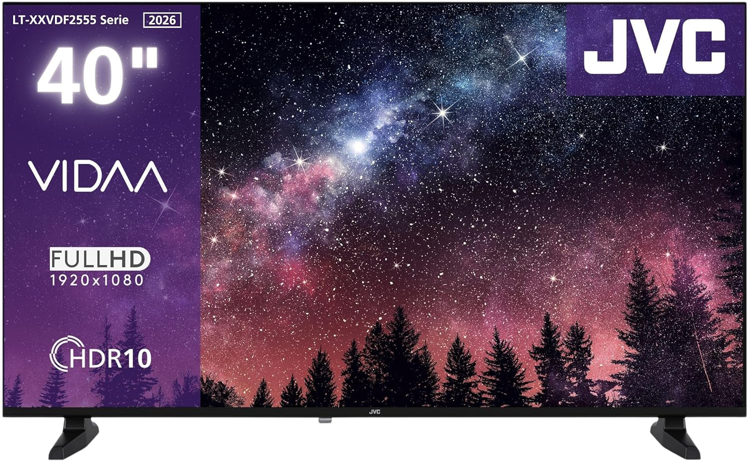 Televizor JVC LT-40VF4455 de 40 de inci, televizor Full HD cu diagonală de ecran de 102 cm și tuner triplu integrat, televizor LED negru