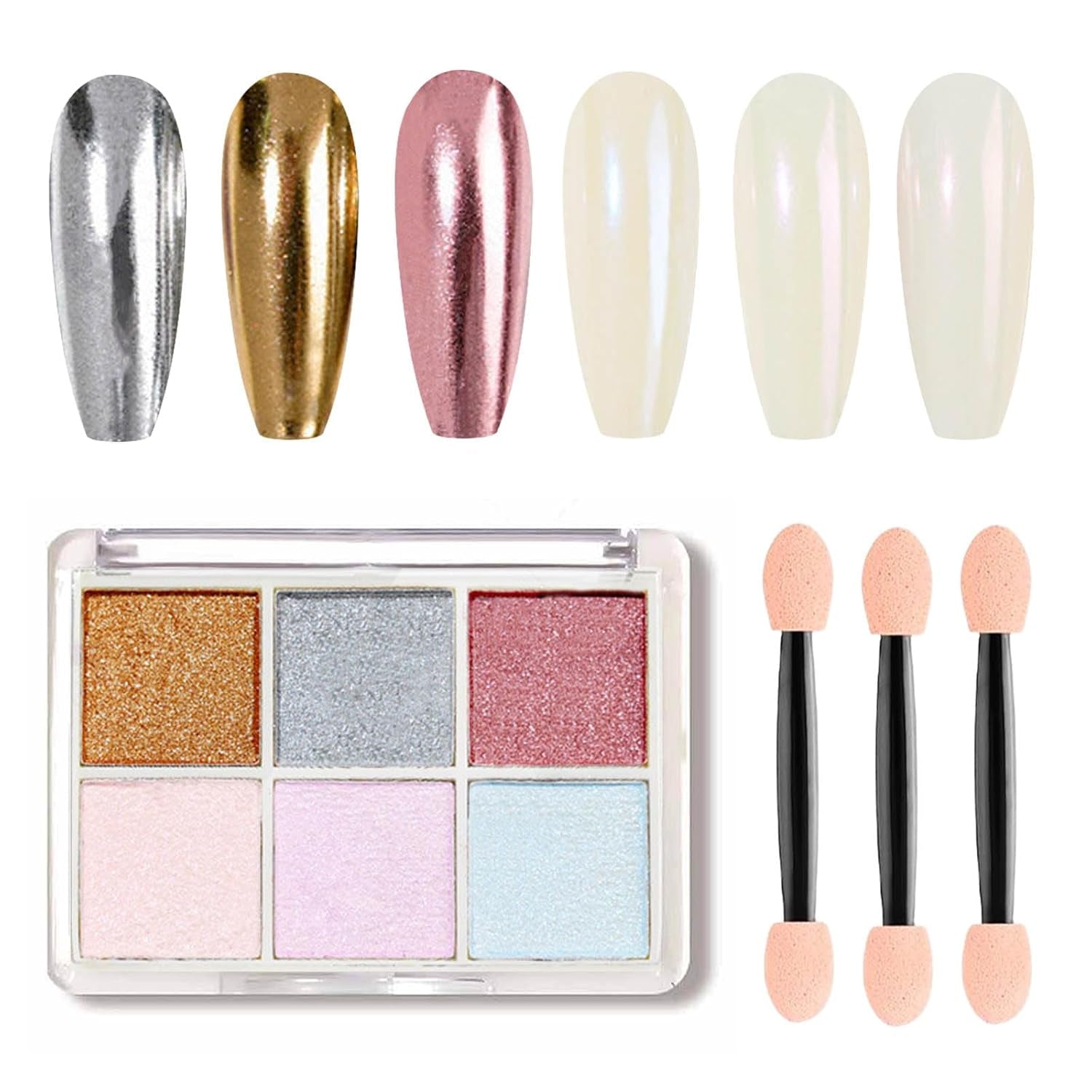 GZMAYUEN Chrom Pulver Für Nägel 6 Farbe Mirror Chrome Nail Powder Pigment Powder Nail Art