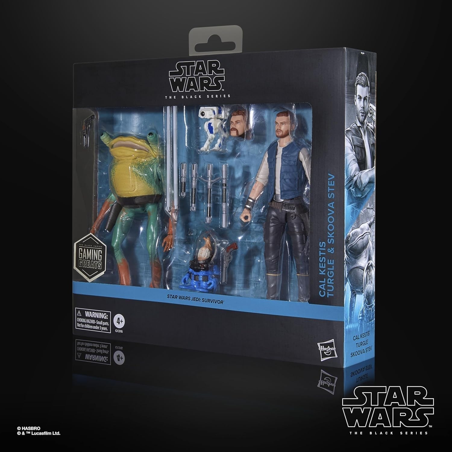 Star Wars Černá série Cal Kestis, Turgle & Skoova Stev, Star Wars Jedi: Survivor Sběratelské akční figurky (Měřítko 15 cm) Akční figurky Naty Shop