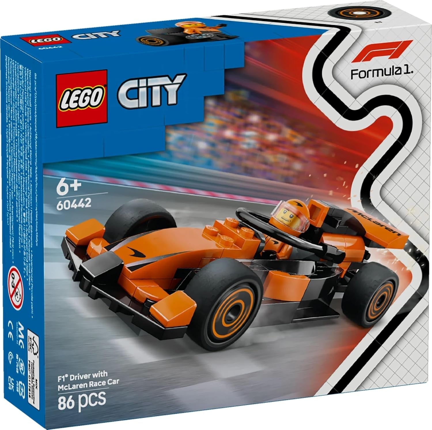 LEGO City Závodník F1 se závodním autem Mclaren - Model formule 1 se závodním autem a minifigurkou - malý dárek pro chlapce a dívky od 6 let nebo fanoušky motoristického sportu 60442 Stavebnice Besuche den LEGO-Store