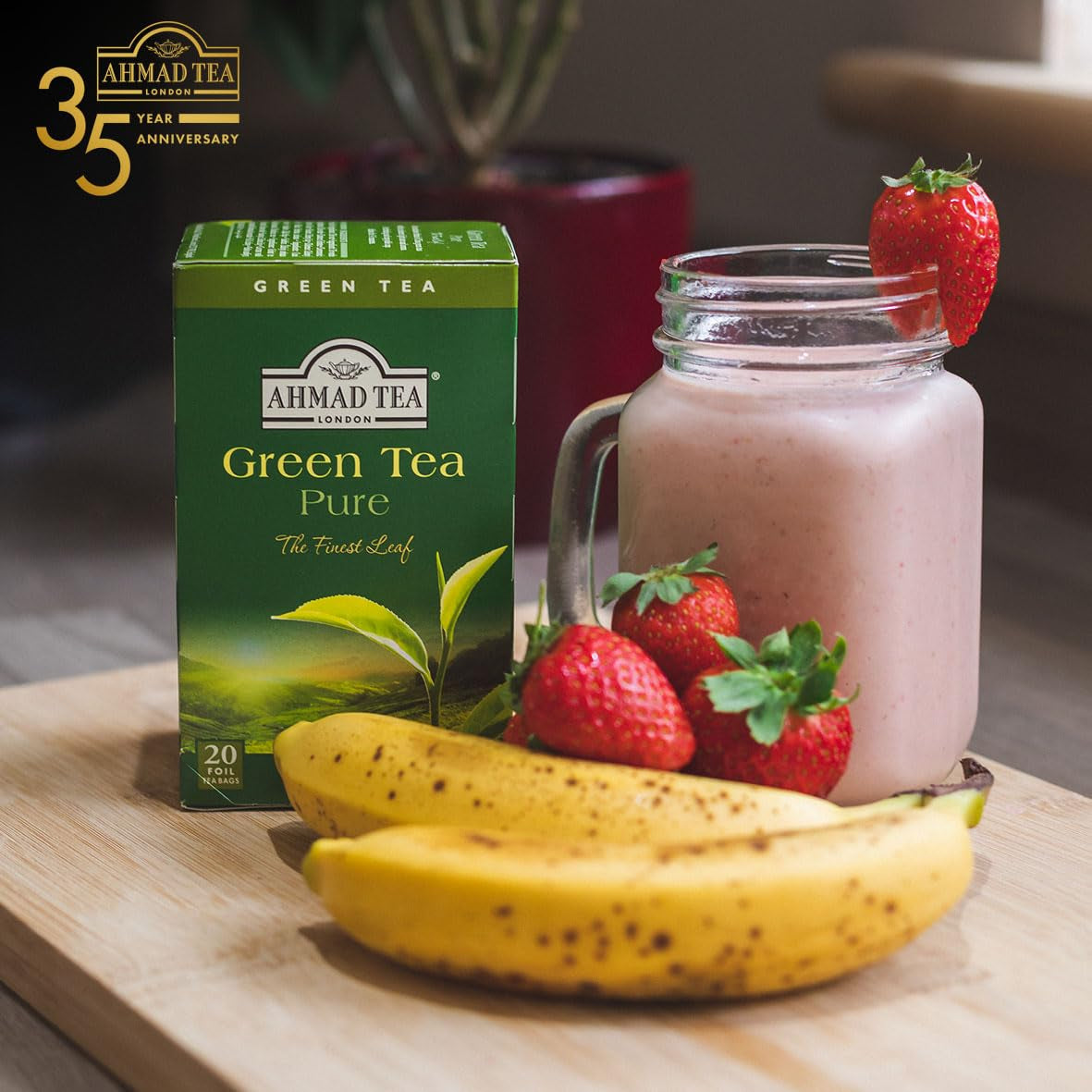 Ahmad Tea - Ceai verde - Pliculețe de ceai ambalate individual, cu aromă sigilată, cu 2 g de ceai per porție - 20 pliculețe de ceai cu bandă (pachet cu 2)