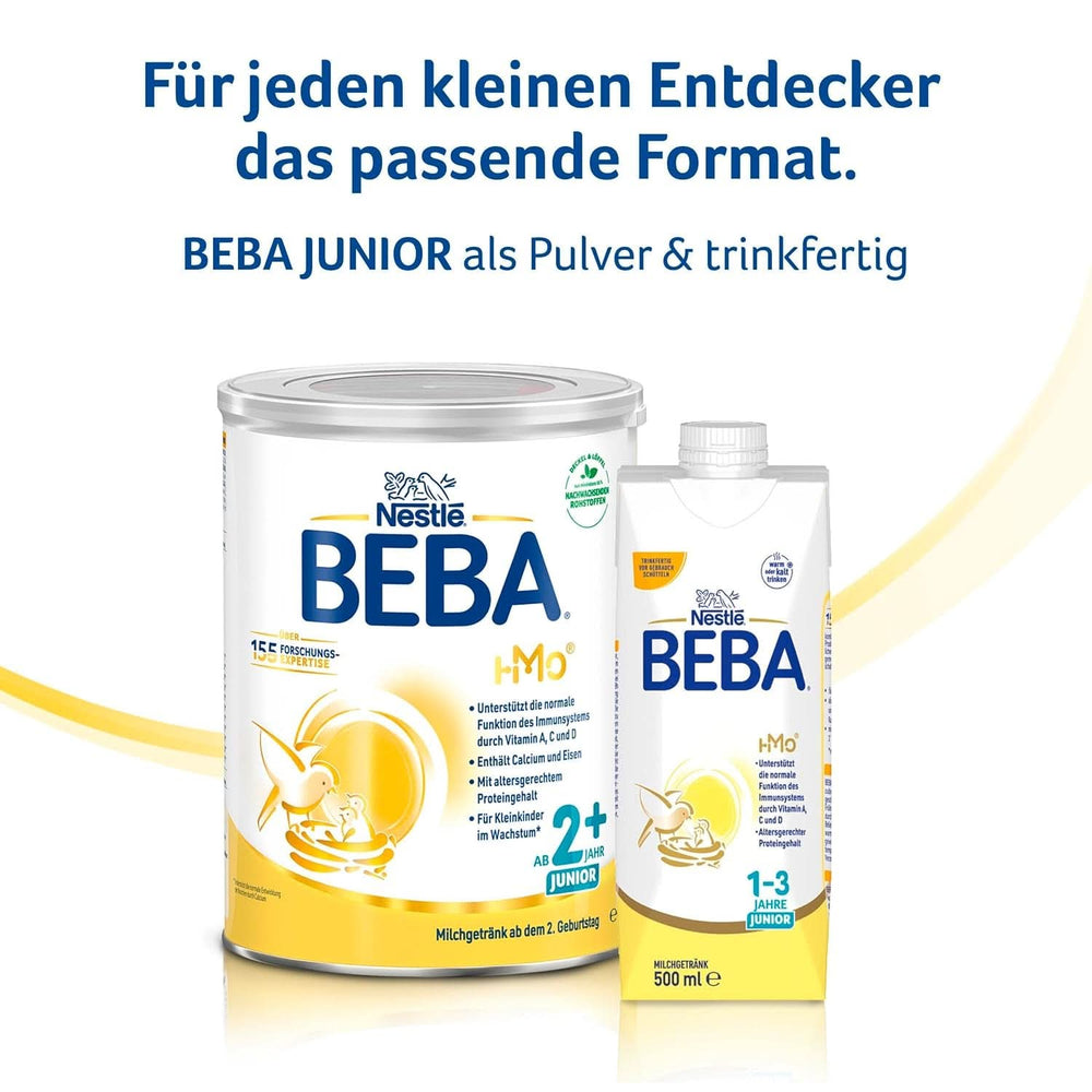 BEBA Junior 2+ 2. narozeninový mléčný nápoj, HMO 2'-FL dětská výživa, pouze laktóza, bez palmového oleje, balení 6 (6 x 800 g) Mother and Baby Naty Shop
