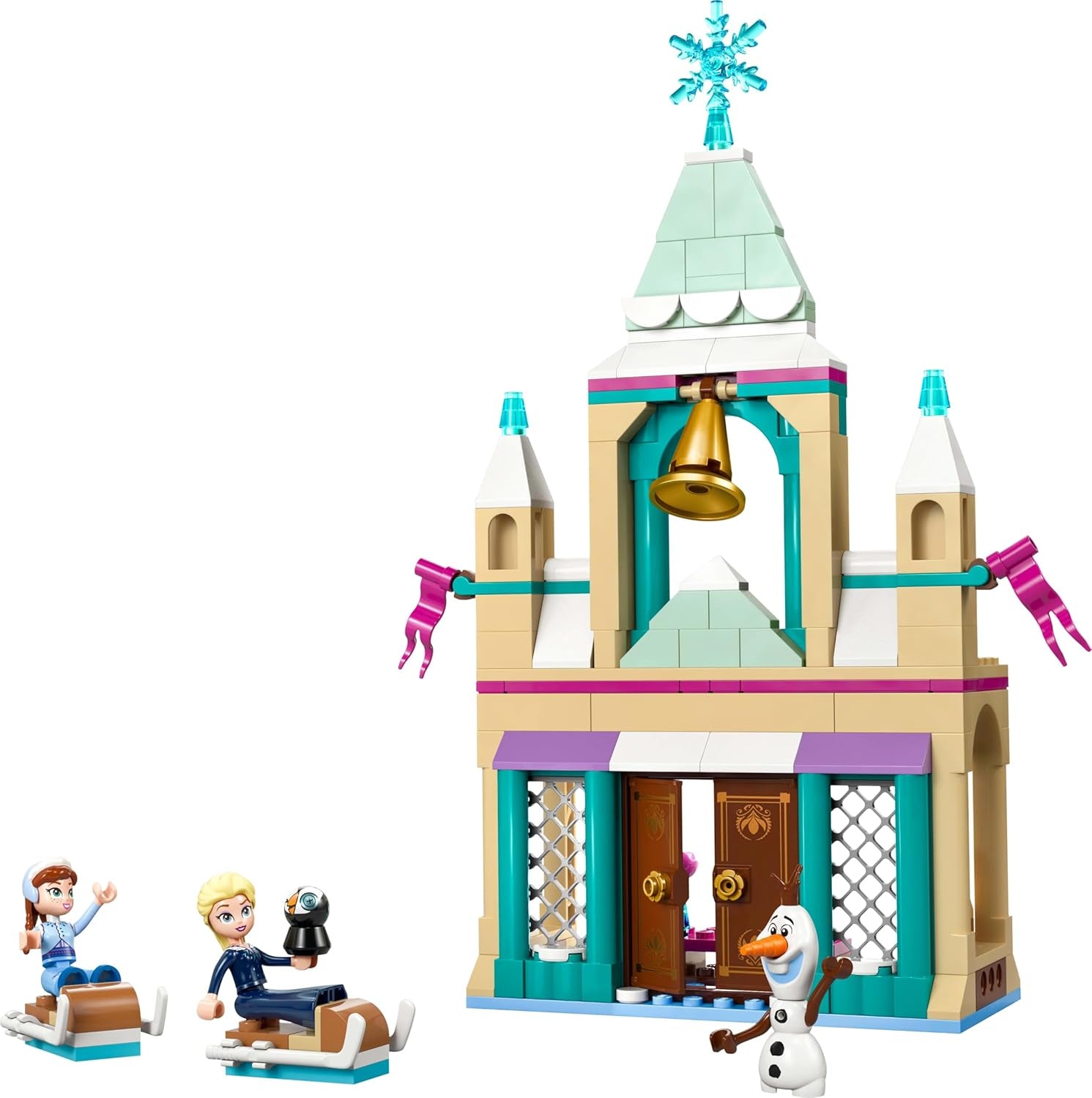 LEGO Ç€ Disney Frozen Arendelle Castle, Hračka princezny s ELSA, mini panenky Anny a Olafa a figurka tučňáka, Fantasy herní sada, dárek pro 5leté dívky 43265 Stavebnice Besuche den LEGO-Store