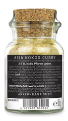 Ankerkraut Asia Kokos Curry, 85g v korkovém skle, Gewürz für Kokos-Milch Gemüse Fleisch, Einfach Lecker Zu Hause Kochen, Premium Qualität in der Panne