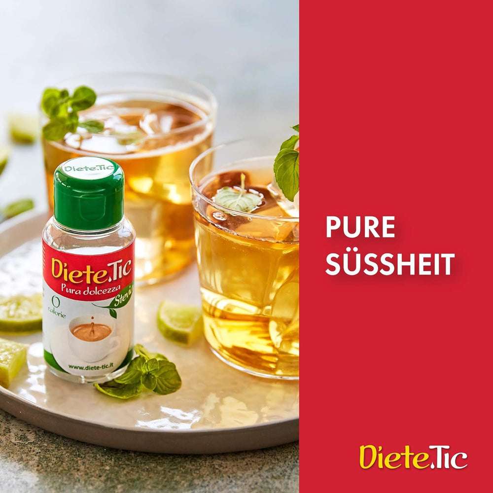 Diete.Tic tekuté sladidlo se stévií, nula kalorií, praktické balení 3 x 50 ml (1000 kapek), bez lepku, bez konzervantů, skvělé pro slazení nápojů, jogurtů a ovocných salátů