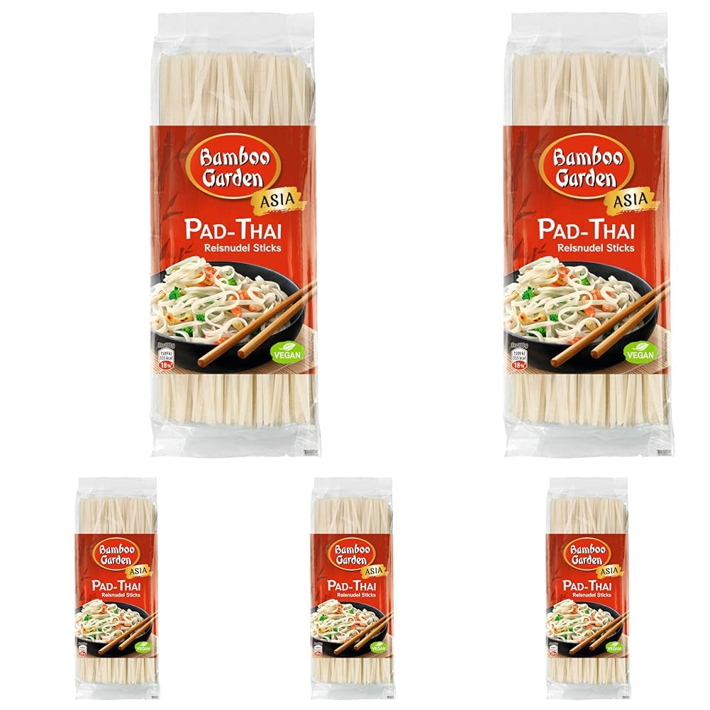 Bamboo Garden - Pad Thai Rice Nudle Sticks, Pro tradiční nudlová jídla jako Pad-Thai, Vegan, 1 x 300 g (Design balení se může lišit)