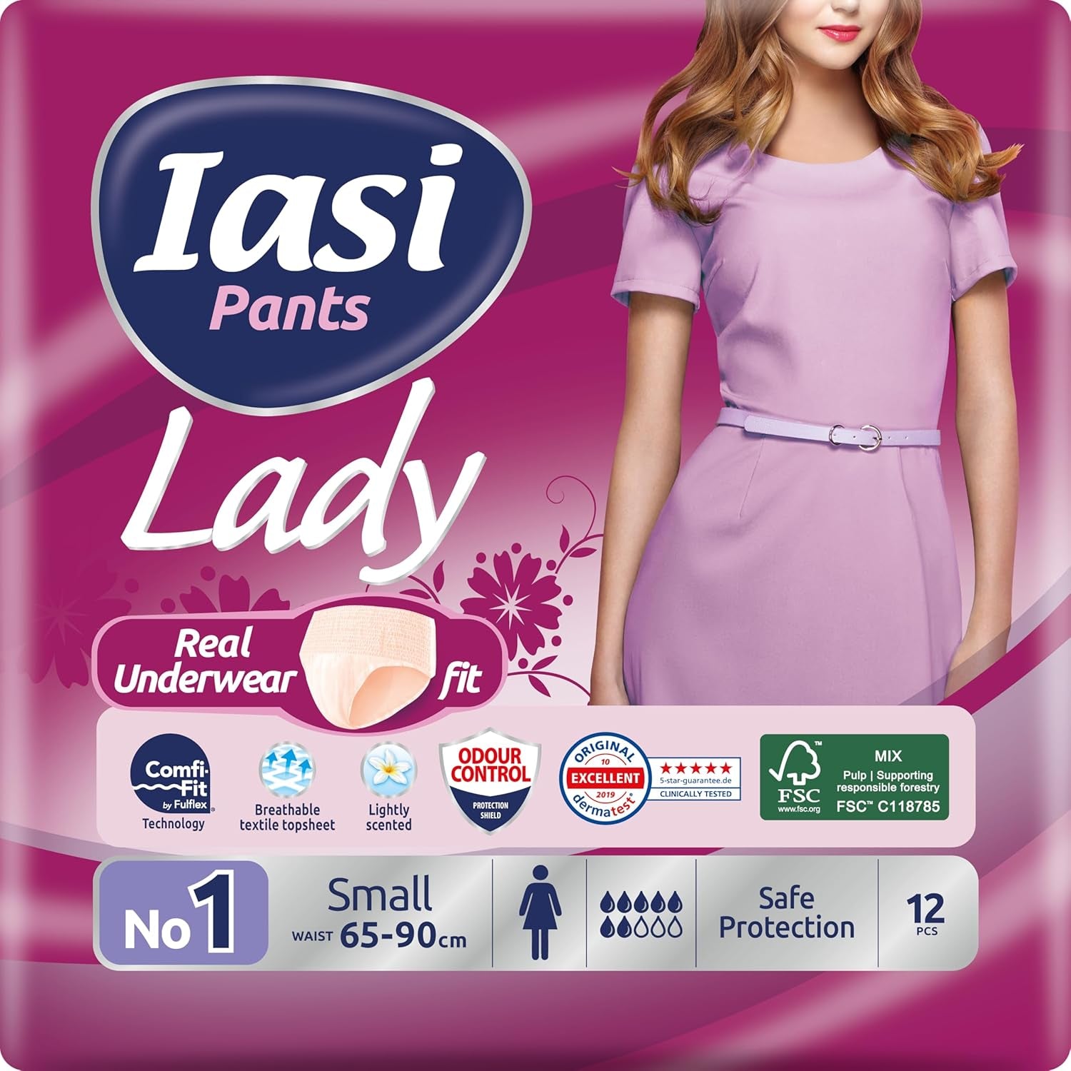 LADY Pants 48 Jednorázové kalhotky pro inkontinenci moči Absorpční Plus velikost S pro ženy 48 ks