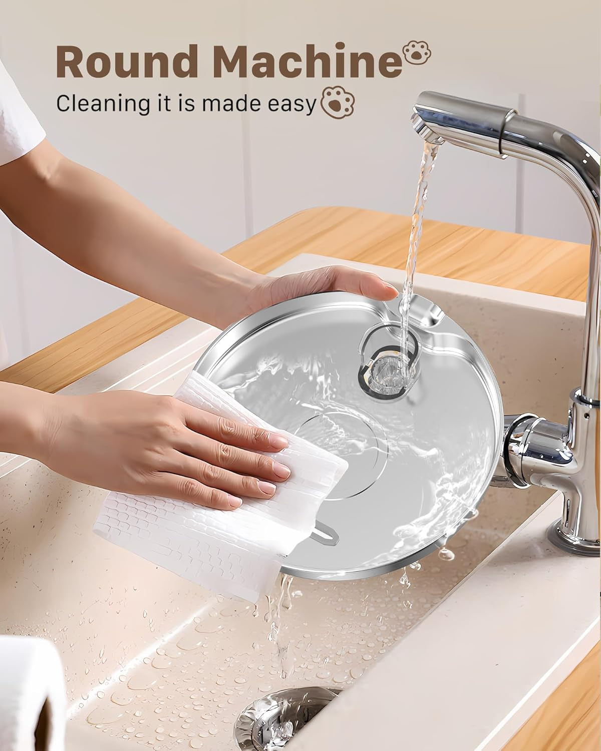 Katzenbrunnen Edelstahl Trinkbrunnen für Katze: Katzenbrunnen für Katzen - 2,2L Ultra leise Wasserbrunnen für Katzen - katzenbrunnen für Hunde mit Wasserstandsfenster - Enhtält keinen EU-Adapter