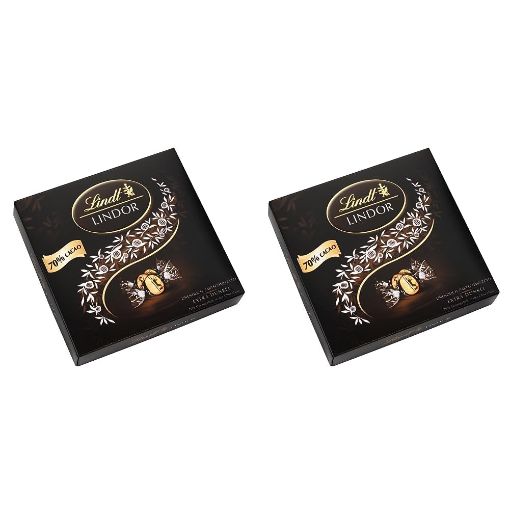 Dárková kazeta LINDOR Extra Black 70% Cacao, Dárková čokoláda, cca. 15 lanýžů LINDOR, 186 g (balení 2 ks)