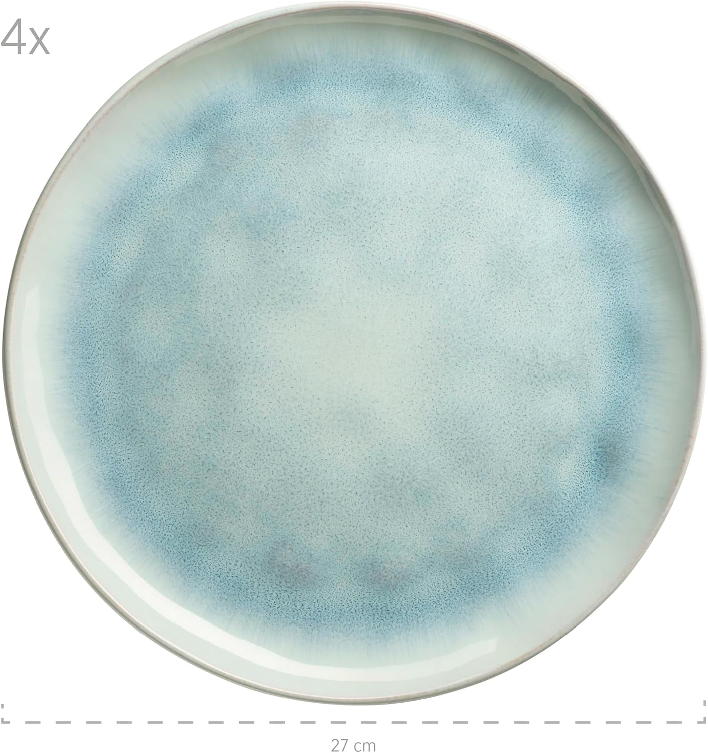 Seria MÄSER Frozen, set de veselă ceramică pentru 4 persoane, serviciu combinat cu 16 piese cu forme organice, serviciu colorat, gresie, verde turcoaz