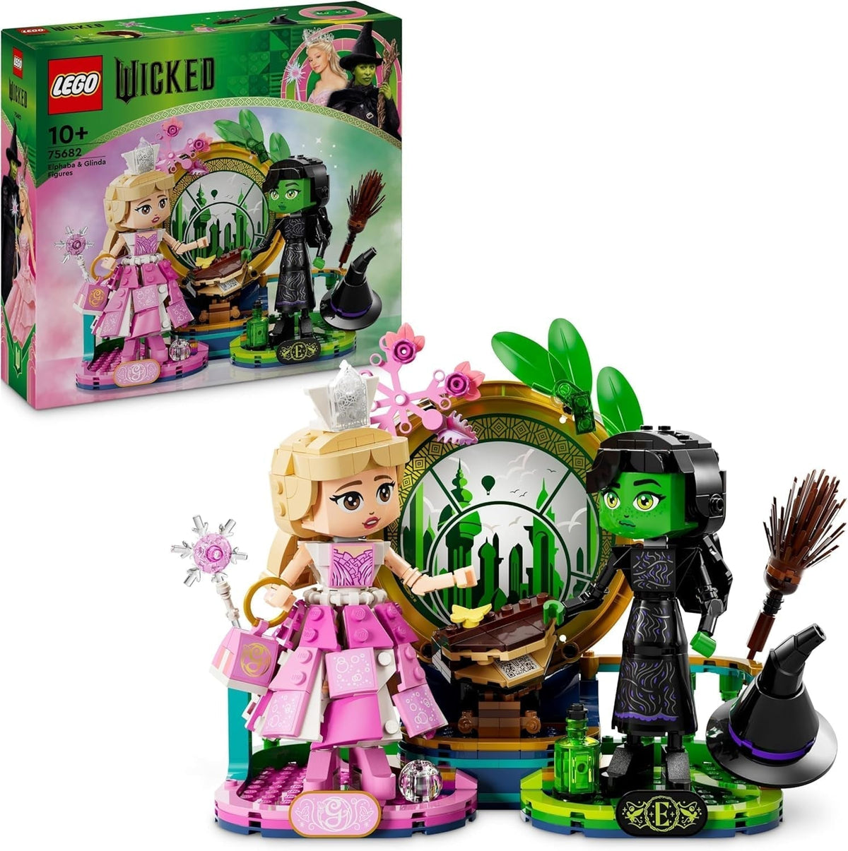 LEGO Wicked Elphaba a Glinda Dolls – Sběratelské figurky Čarodějky ze země Oz – Kreativní dárek pro dívky od 10 let a filmové fanoušky – 75682 stavebnic Besuche den LEGO-Store Výchozí název