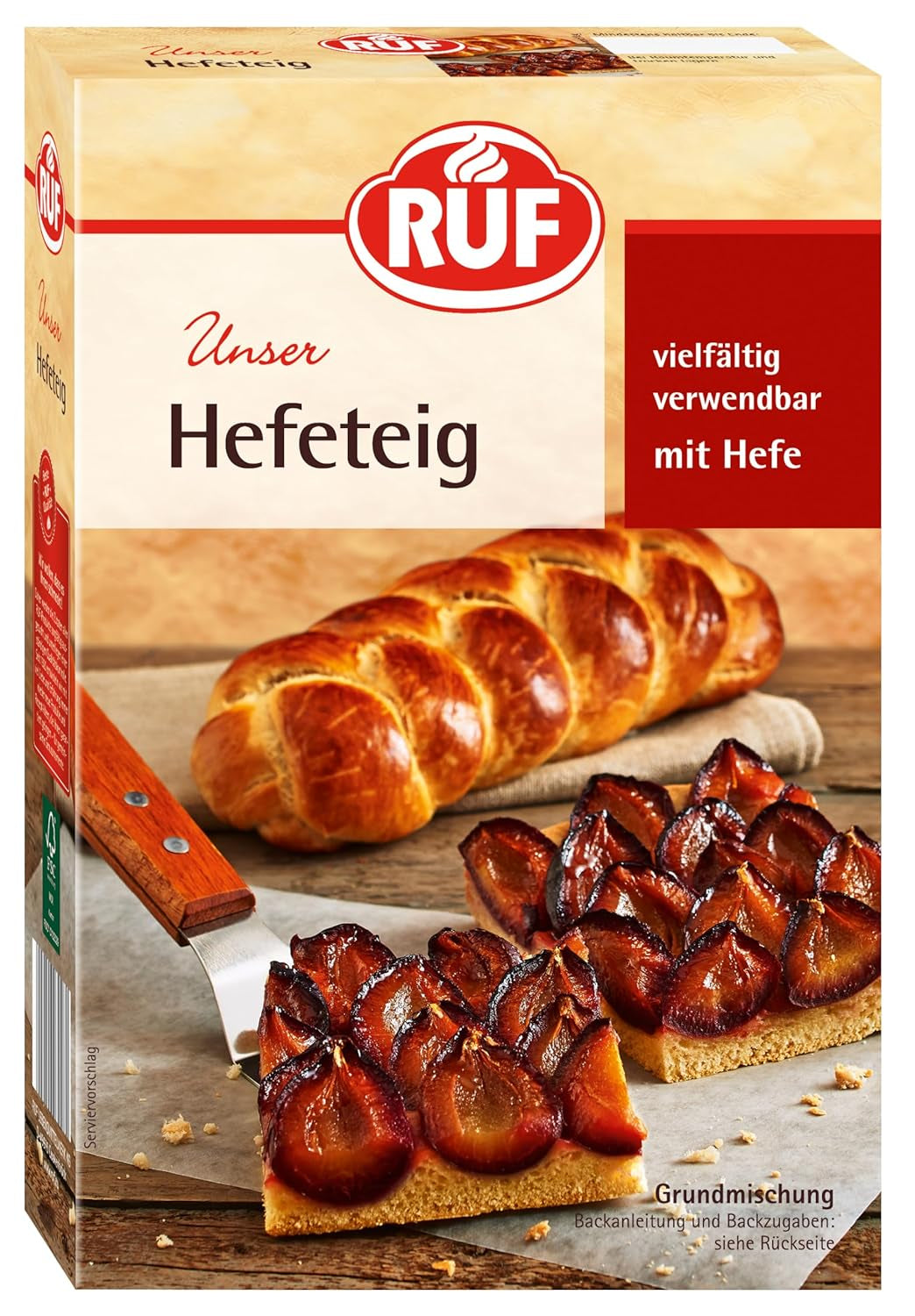 RUF Biskuit Teig, Backmischung Für Einen Saftigen Biskuitteig, Gelingsicher Und Schnell Zuberitet, Zur Herstellung Von Biskuitrollen, Biskuitkuchen Oder Tortenboden, 1 X 250G Naty Shop Hefeteig Hefeteig