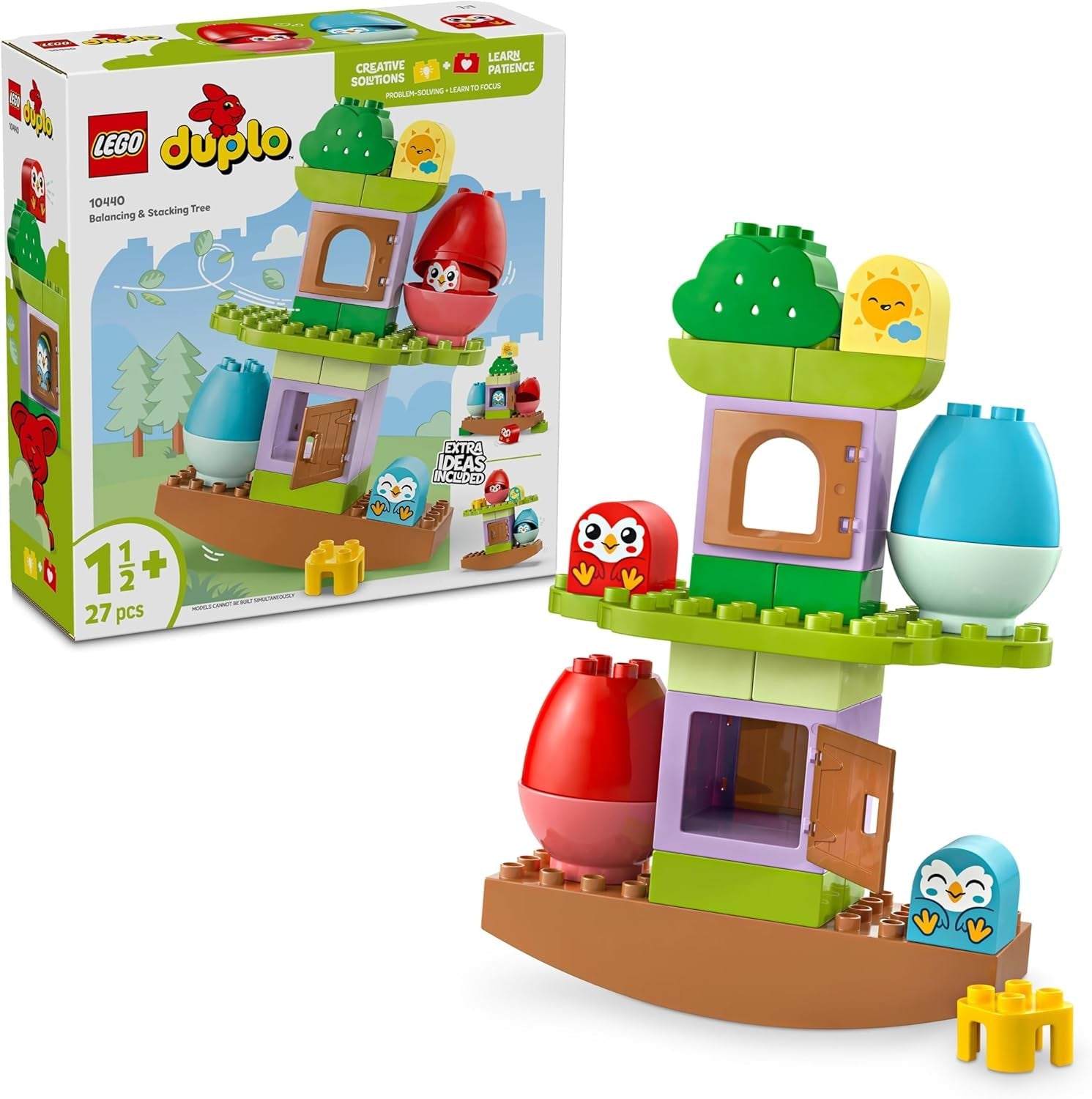 LEGO DUPLO strom na balancování a skládání, vývojová hračka, stavebnice pro děti od 18 měsíců, kreativní hračka pro děti, vzdělávací hračka se 2 hračkami ptáčky 10440 Stavebnice Besuche den LEGO-Store Výchozí název