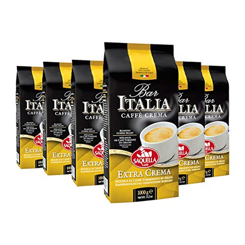 Boabe de cafea Caffe Espresso Bar Italia Extra Crema, pachet de 6 (6 x 1 kg)