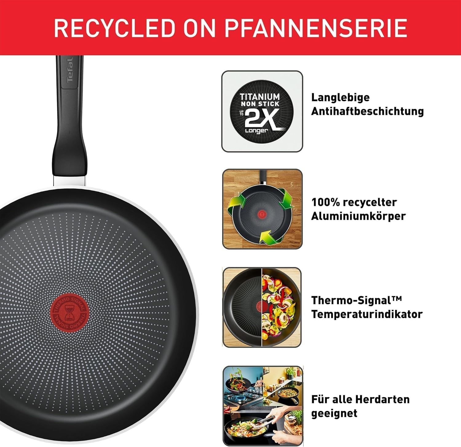Tefal Recycled on, 100% recyklovaná hliníková pánev, nepřilnavý povrch, indukční hrnce a pánve Naty Shop
