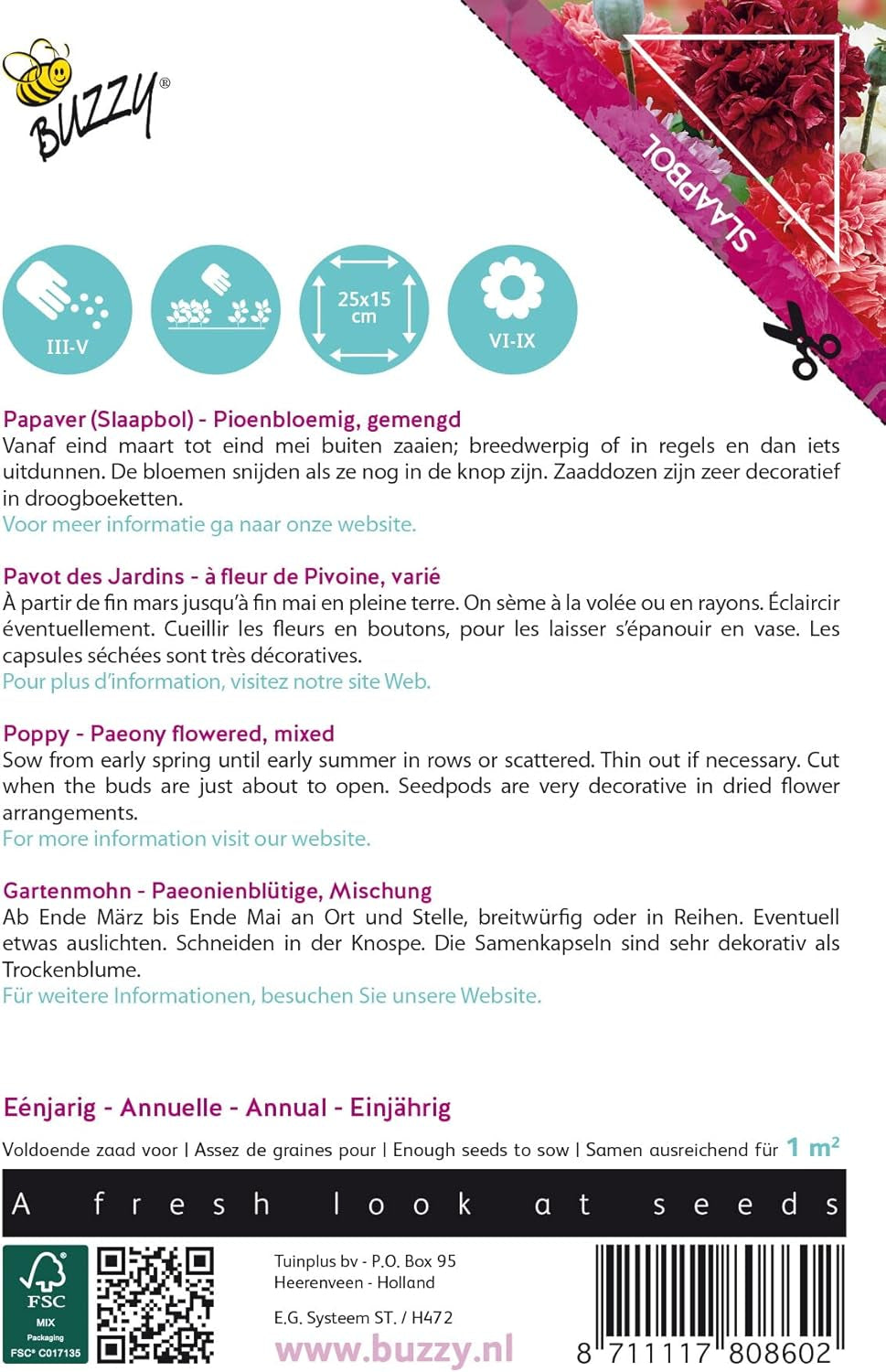 Květy máku Buzzy Mac Paeoniflorum Gef. Směs.