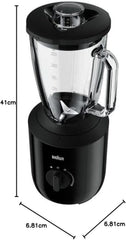 Braun Powerblend 3 JB 3150 BK Standmixer - 1,5 L Glas-Mixaufsatz, Küchenhelfer Zum Zerkleinern, Pürieren & Mixen, 800 Watt, Schwarz Bucatarie Naty Shop