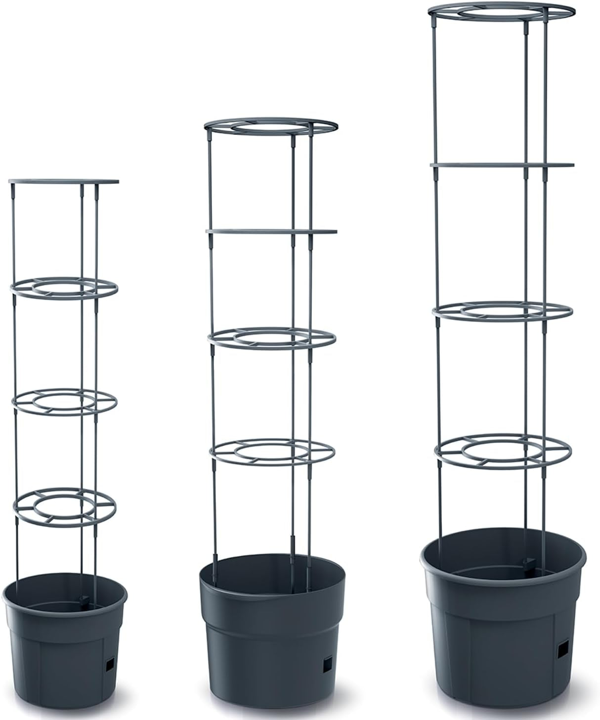 Ghiveci pentru răsaduri de roșii Prosperplast cu spalier – Jardinieră din plastic robust | Antracit | Rezistent la intemperii și UV | 29,5 x 115,2 cm | Ideal pentru grădină și terasă