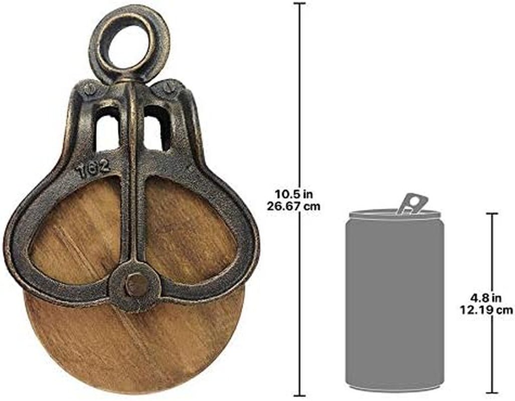 Design Toscano roată de epocă Farmhouse Pulley Decor industrial, 25,5 cm, full color. Statuete si sculpturi Naty Shop