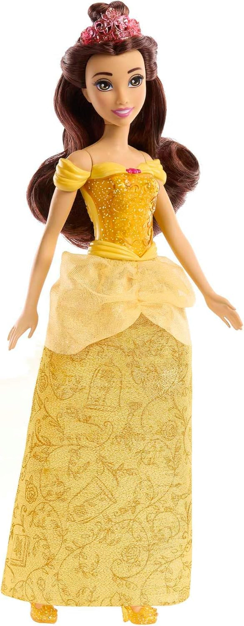 Mattel Disney Princess Toy Pohyblivá panenka Belle Fashion se třpytivým oblečením a doplňky Dárek pro děti inspirovaný filmem Disney HLW11 Naty Shop Dolls