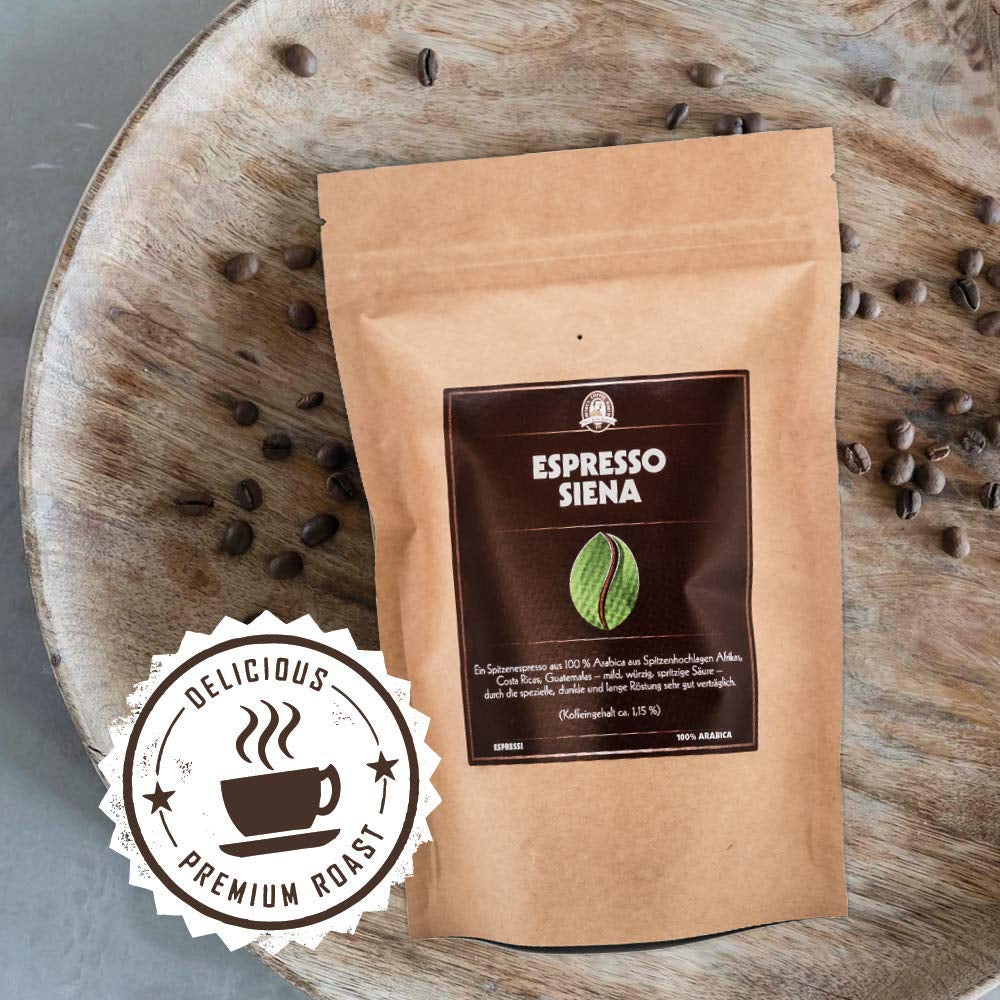 Henry´s Espresso Siena 500g - würziger Körper - dunkle Röstung - erlesene Qualität - Handwerklich in Deutschland geröstet - Kaffeebohnen direkt vom Bauern
