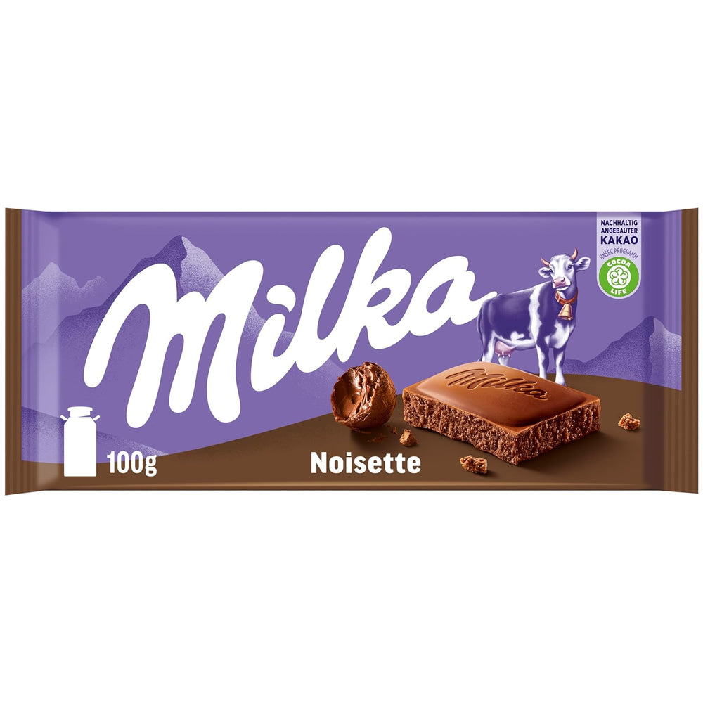 Milka Noisette – Čokoláda z alpského mléka s jemnou a krémovou lískooříškovou náplní – 25 x 90g