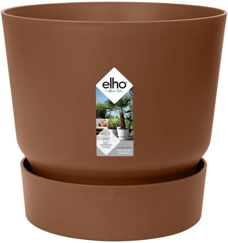 elho Greenville Round 16 - Ghiveci pentru flori pentru interior și exterior - Ghiveci cu auto-udare - 100% plastic reciclat - Ø 16,0 x H 15,3 cm - Verde/Verde frunză