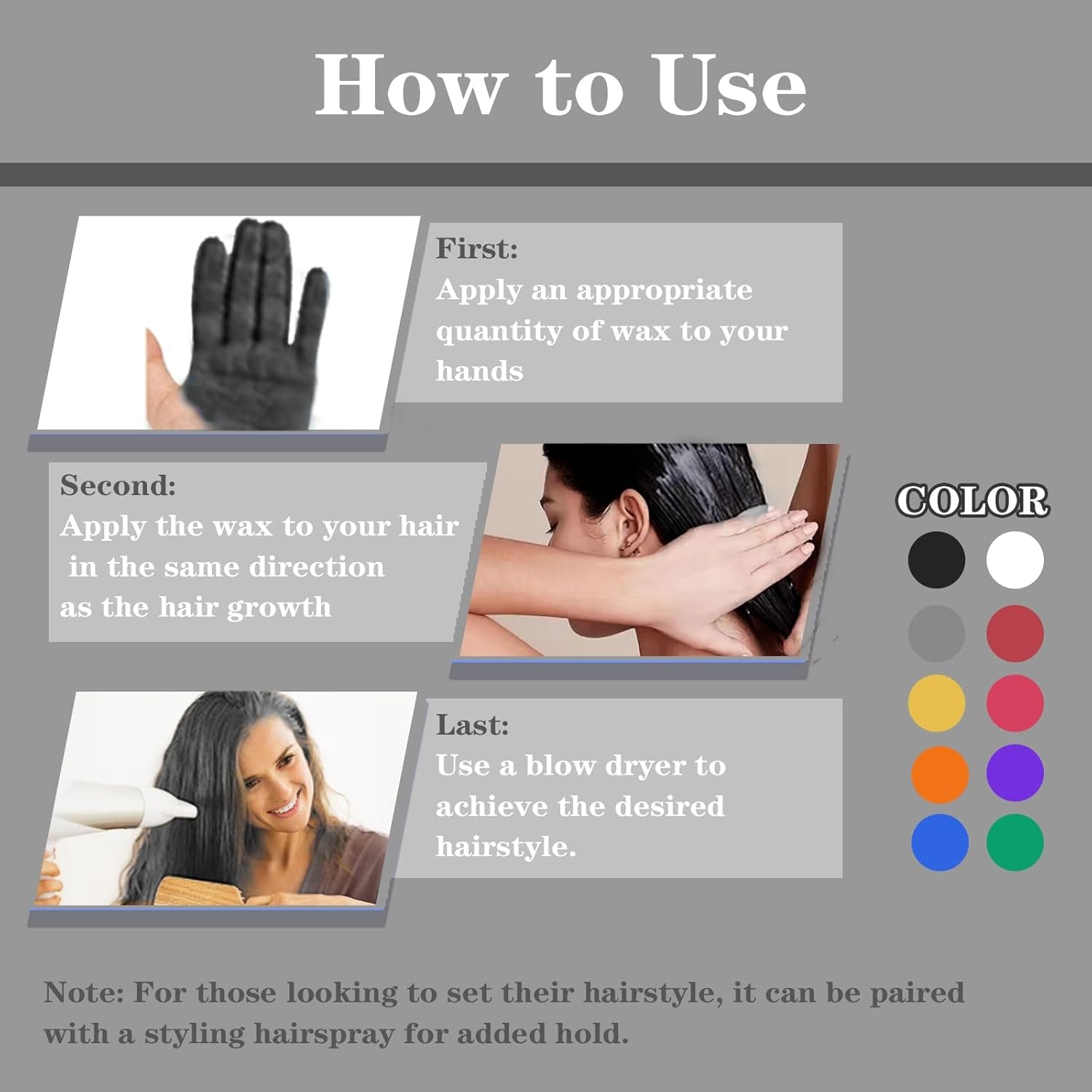 COLAYERIST Culoarea temporară a părului negru lavabil, ceară de colorare a părului pentru bărbați și femei, mascara de păr pentru petreceri sau cosplay, produse de colorare a părului fără mizerie Vopsea pentru par Naty Shop