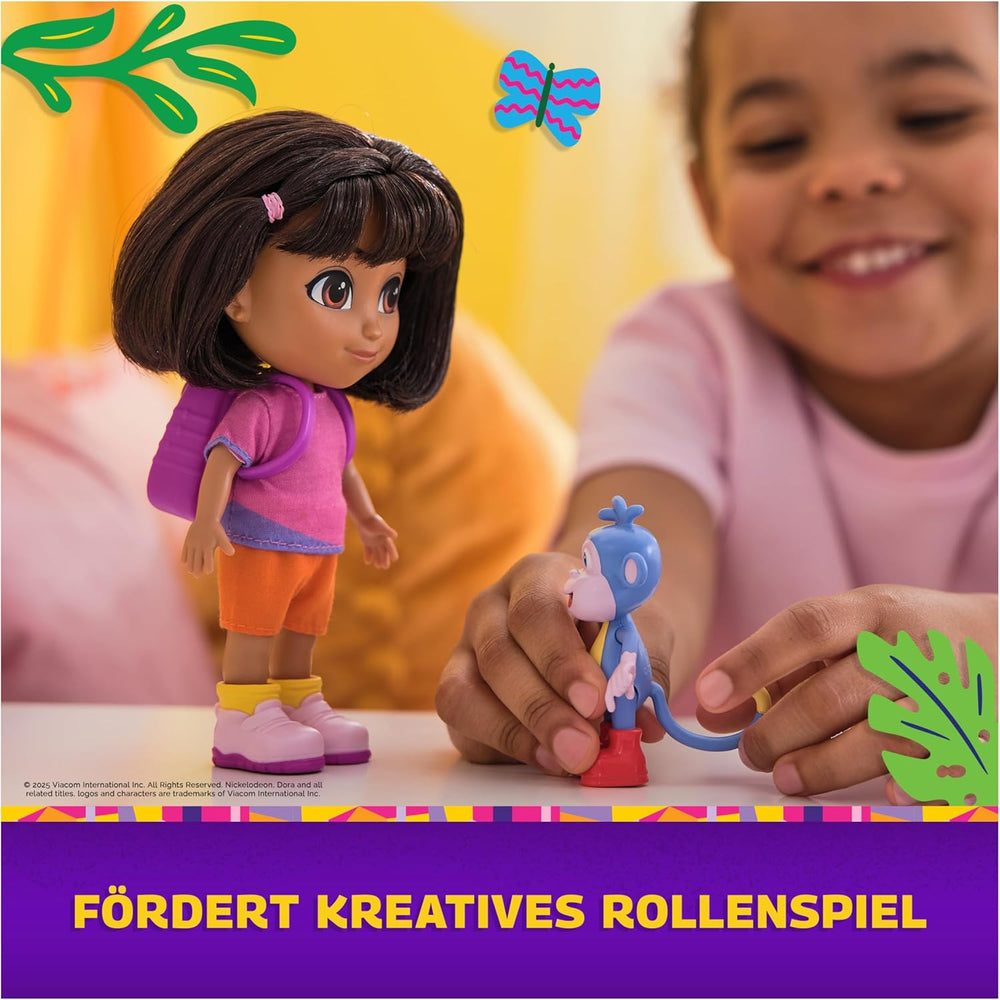 Dora - Beste Freundin Puppe - Größe 22 cm, mit kämmbarem Haar, Rucksack und AFFE Boots, bekannt aus der beliebten TV-Serie, für Kinder ab 3 Jahren