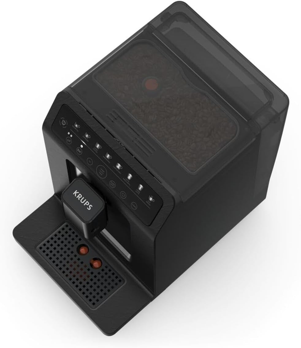 Espressor automat Krups EA897B Evidence ECOdesign, funcție automată espresso și cappuccino, tehnologie Quattro Force, cești cu lapte cu o singură atingere, 8 presetări, sistem lapte, 1450W