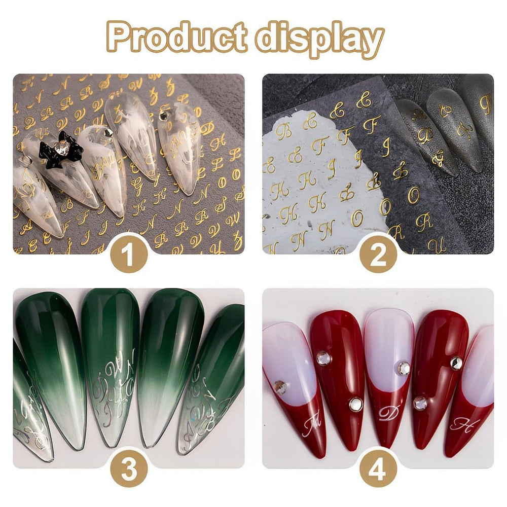 7 Blätter 3D Alphabets Nagelsticker Nagelfolie Selbstklebend Buchstaben Aufkleber Nägel Zubehör Nagelaufkleber Klebebuchstaben Aufkleber Selbst Gestalten Letter Letters Nail Art Stickers