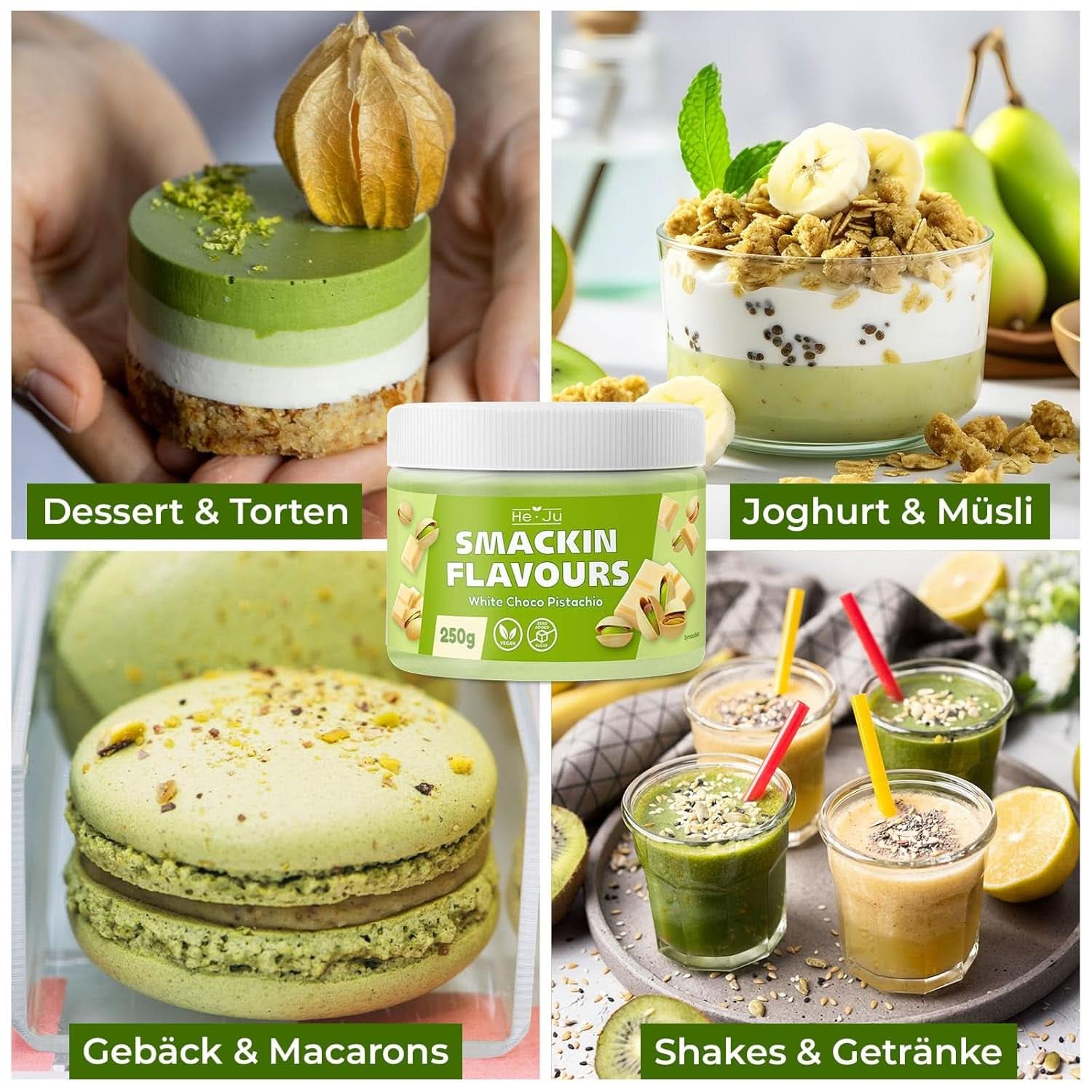 He-Ju, prášek s příchutí bílé čokolády a pistácií, 250 gramů Naty Shop Flavors