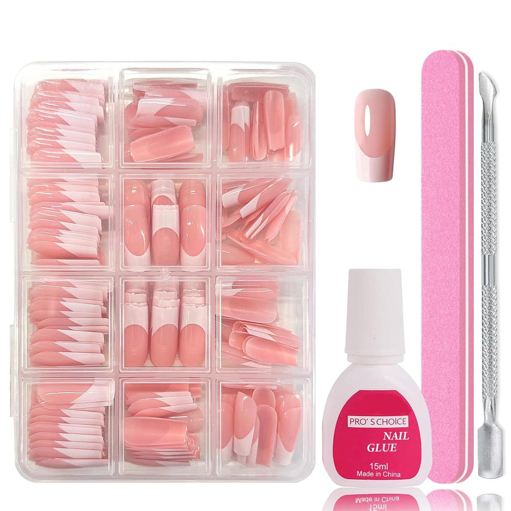 240 Stück Falsche Nägel Tips Set - Französisch Falsche Nägel Zum Aufkleben - Künstliche Nägel Medium Quadrat Ballerina Nail Art Manicure Fake Nails Für Damen Und Frauen (French Medium Ballerina)