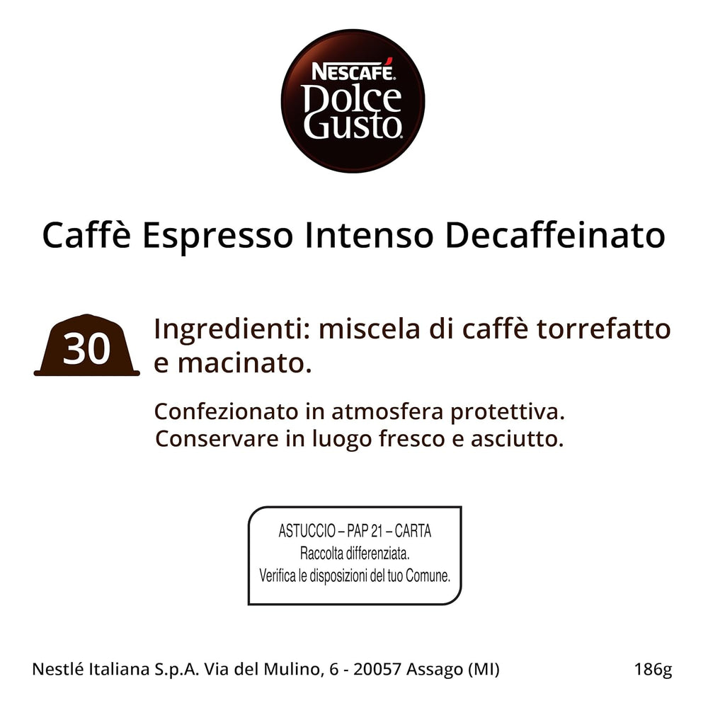 Nescafé Dolce Gusto Cafe Dolce Gusto Espresso Intenso Desc. | Nestle Pack 3 Kisten Mit 18 Kapseln,Die Jeweils 16 Einheit(3er Pack)