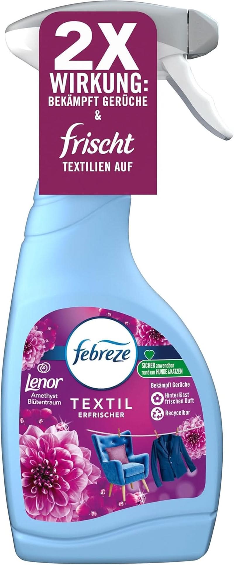 Febreze Detergent textil Lenor Amethyst Floral Dream, albastru, 500 ml Detergenti Rufe Naty Shop 500 ml