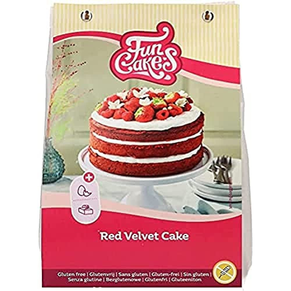 Funcakes Mix Für Red Velvet Cake, Glutenfrei: Einfach Zu Berübenen, Schön Weicher Und Fluffiger Kuchen Mit Leichtem Schokoladengeschmack, Perfekte Rote Farbe, 400G Směs pro pečení a vaření Naty Shop Default Title