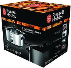 Pomalý hrnec Russell Hobbs, 3,5 l nepřilnavý, nerezová ocel, 3 nastavení teploty a funkce udržování teploty, 160W pomalý hrnec Naty Shop