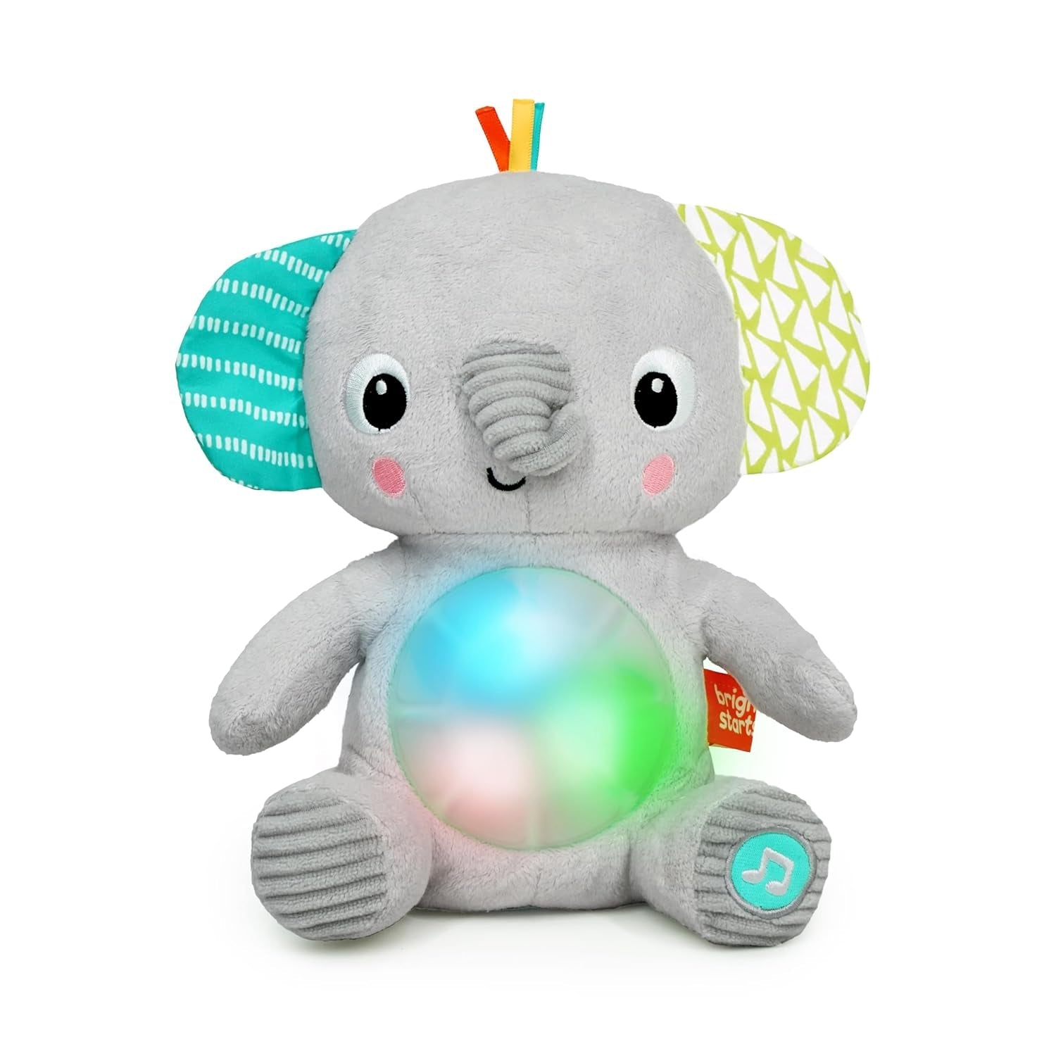Bright Starts, Hug-a-bye baby elefant de jucărie cu lumini, melodii, texturi diferite și multe altele, multicolor Jucarii Bebe Naty Shop Titlu implicit