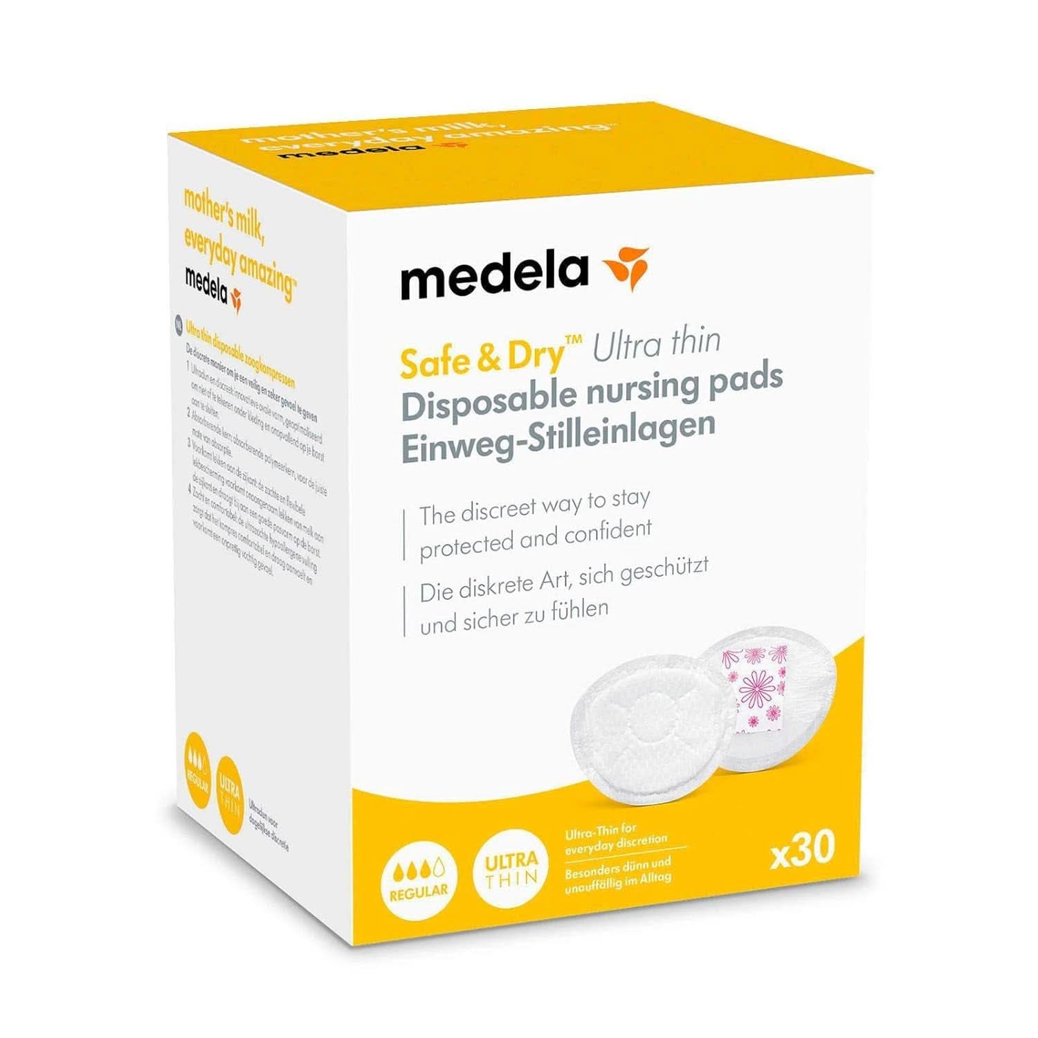 MEDELA Safe & Dry Einweg-Stilleinlagen, Ultradünn, Einzeln Verpackt, 30 Stück Příslušenství Jídlo a kojení Bebe Naty Shop