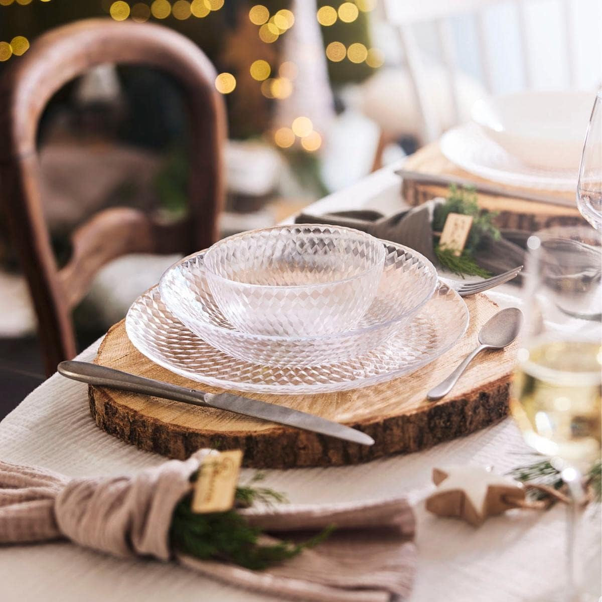 Pampille Sada průhledného skleněného nádobí, 18 kusů - 6 osob, průhledné sady nádobí Naty Shop