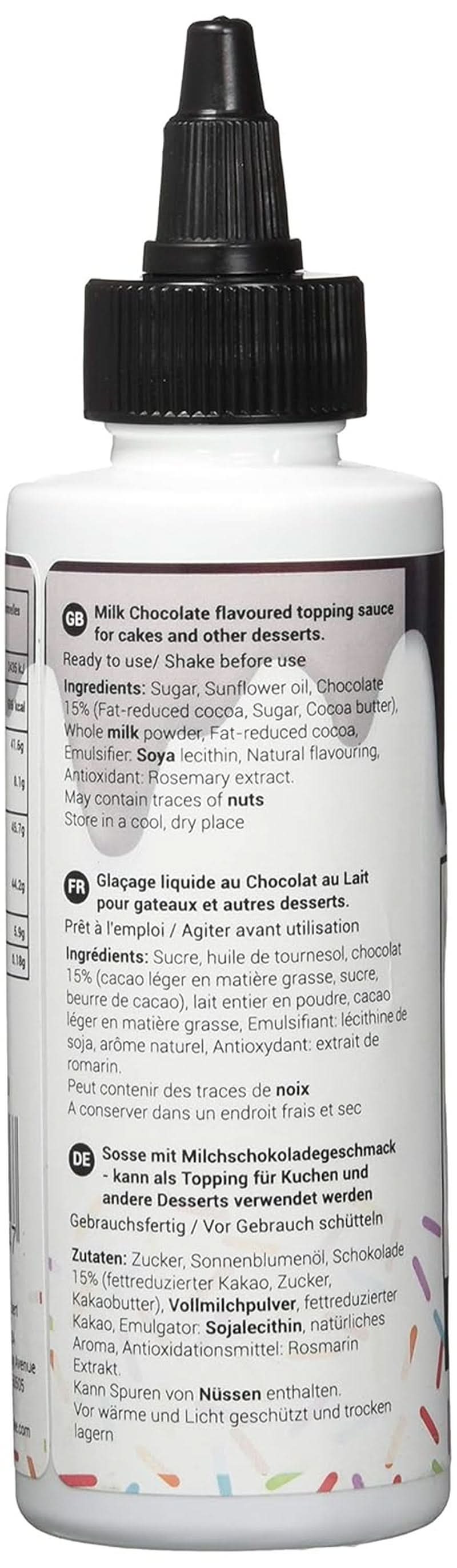 Omáčka s příchutí mléčné čokolády, 150 gramů Glazes a Decor Naty Shop