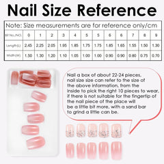 48 de bucăți de unghii scurte pentru lipit, 2 stiluri de unghii scurte și pătrate franțuzești cu lipici de unghii și pilă de unghii, unghii false artificiale roz alb ombre pentru femei