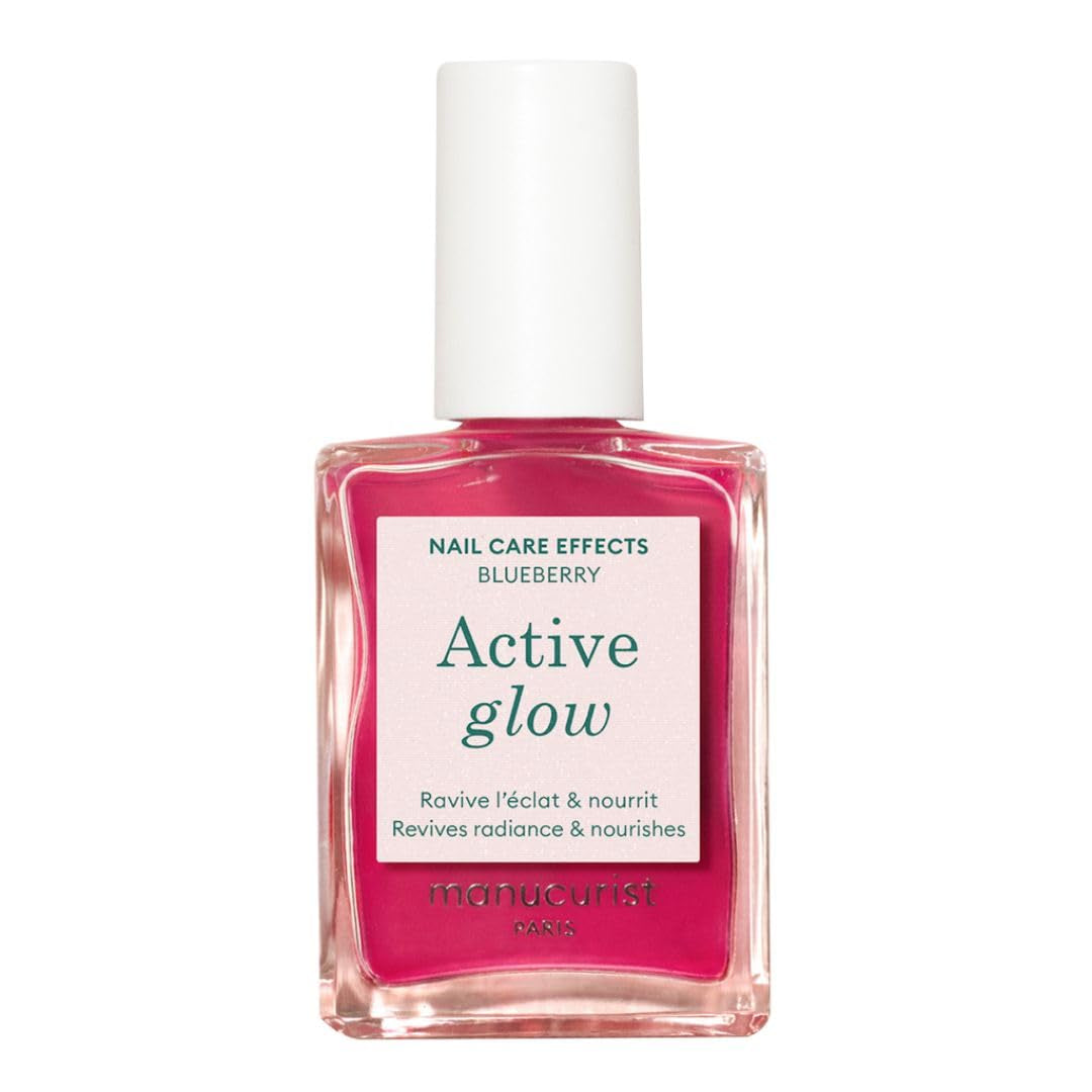 MANUCUIST Nail Care Repair Active Glow Raspberry (růžová) na bio bázi: sladké mandle, maliny, výživný a lesklý lak na nehty, transparentní růžový efekt – nahé laky na nehty