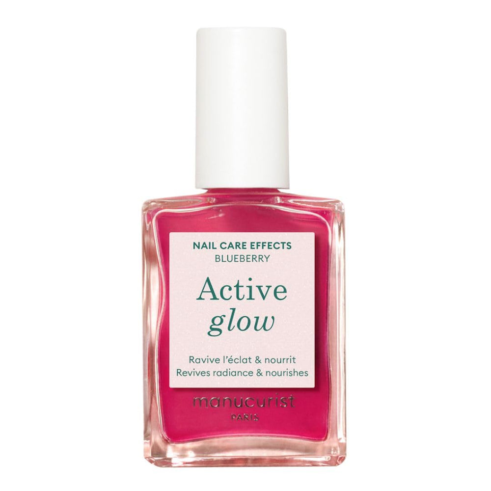 MANUCUIST Nail Care Repair Active Glow Raspberry (růžová) na bio bázi: sladké mandle, maliny, výživný a lesklý lak na nehty, transparentní růžový efekt – nahé laky na nehty