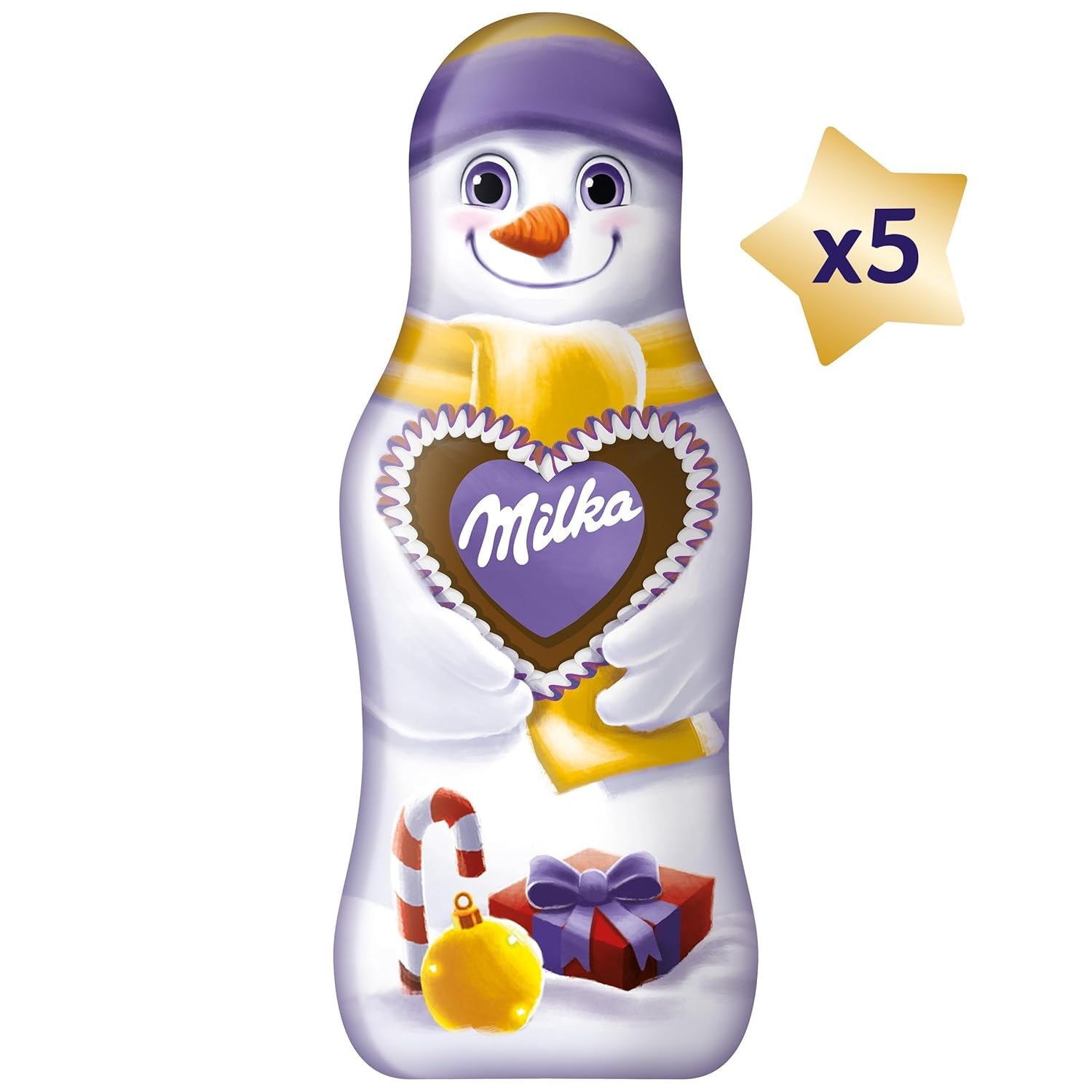 Milka Snowman Friends Alpine Milk - Mini sněhuláci z jemné čokolády s alpským mlékem - 5 x 15g