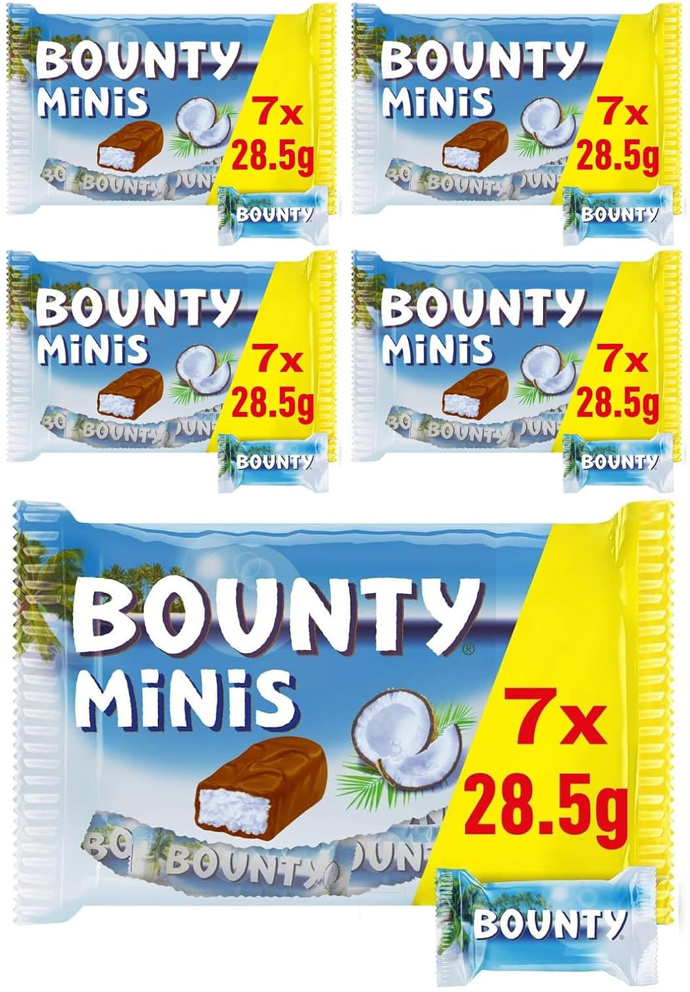 Hromadné balení čokolády Bounty Minis, jemné kokosové mini čokoládové tyčinky, 227 g, nápad na čokoládový dárek, hromadné balení čokolády