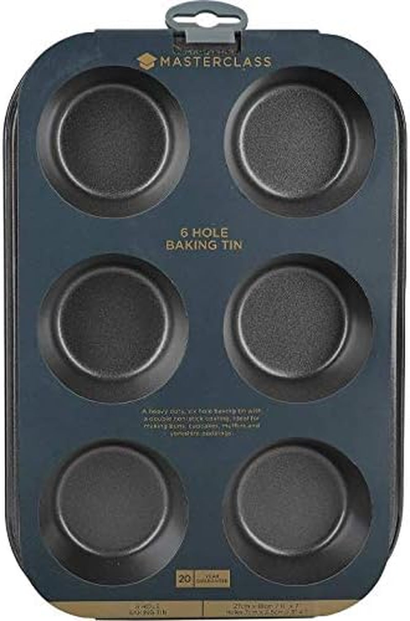 Masterclass 6-Loch-Muffinblech Mit PTFE-, PFOA- Und Bpa-Freiem Antihaftbeschichtung, Robustes 1Mm Dickes Karbonstahlblech, 27 X 18Cm Formy na košíčky a plechy na pečení Naty Shop