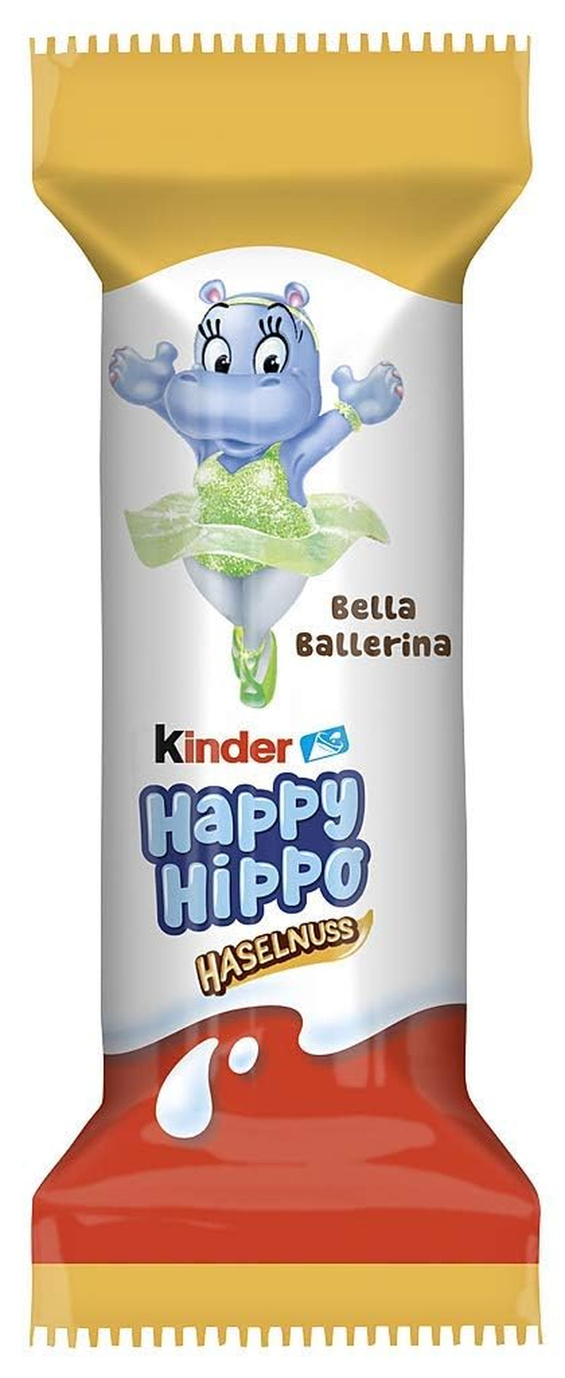 Kinder Happy Hippo Lískový ořech - Speciální křupavé oplatky s mlékem a lískooříškovým krémem - Karnevalové a Mardi Gras sladkosti - 1 balení obsahující 5 jednotlivých tyčinek po 20,7 g