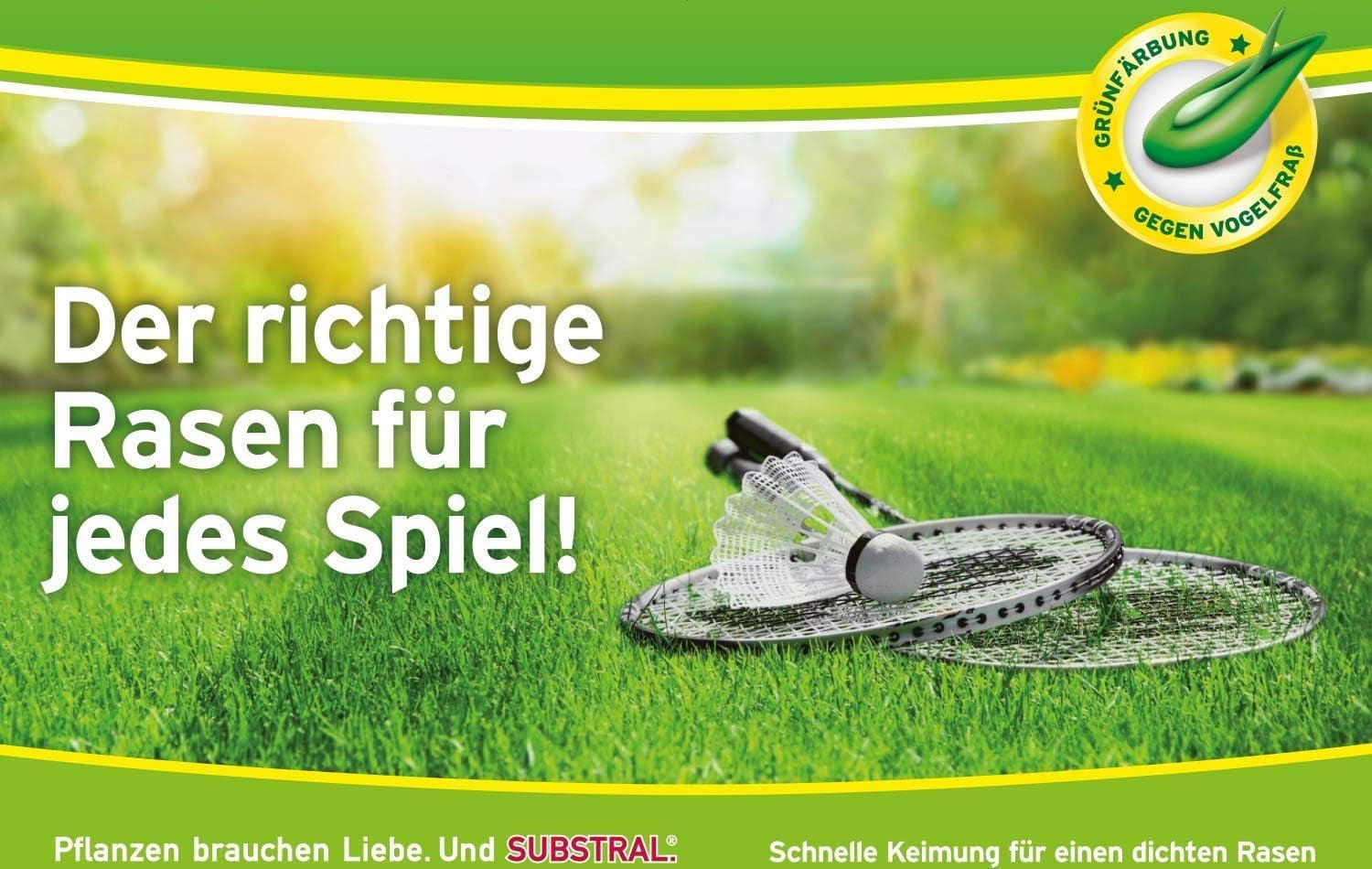 Substral Rasensamen Sport Und Spiel, 2Kg Für 100M² - Strapazierfähige Rasensaat-Mischung Mit Grünfärbung Gegen Vogelfraß